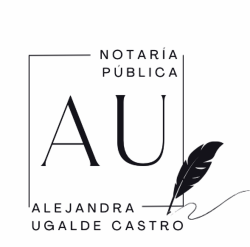 Logo Notaría Ugalde — monograma AU con pluma